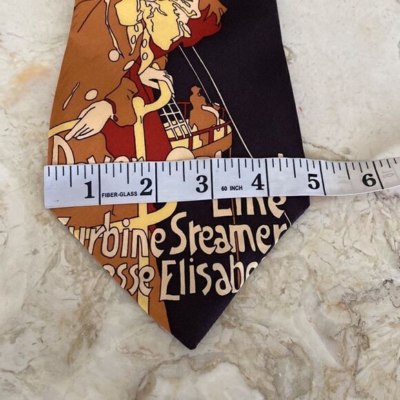 Vintage Louis Feraud Rare 1970’s Art Nouveau Print 100% Silk Tie - Picture 7 of 7